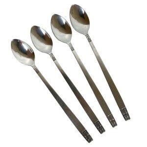 Rogers Stanley Roberts Danesmore 4 Iced Tea Spoons Satin Stainless Steel 1970s